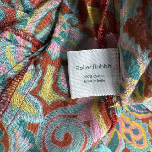 Roller Rabbit Midi Dress Sz S Gauze Cotton Duster Paisley Pockets Boho Button - Picture 13 of 15